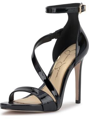 Jessica Simpson Rayli Patent Stiletto Ankle-Strap Heel Navy Blue Size 6.5